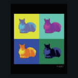 Pop-ekorre Poster<br><div class="desc">A bild av en ekorre fotomanipulerad i en popart stil i blått,  grönt,  gult,  orange,  turkos och lila mot svart bakgrund på poster</div>