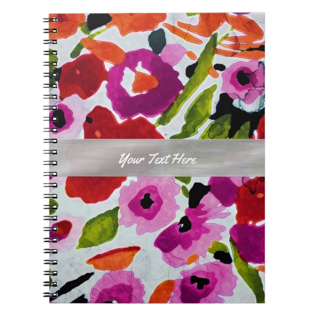 Pop Färg Watercolor Flowers Anteckningsbok (Framsidan)