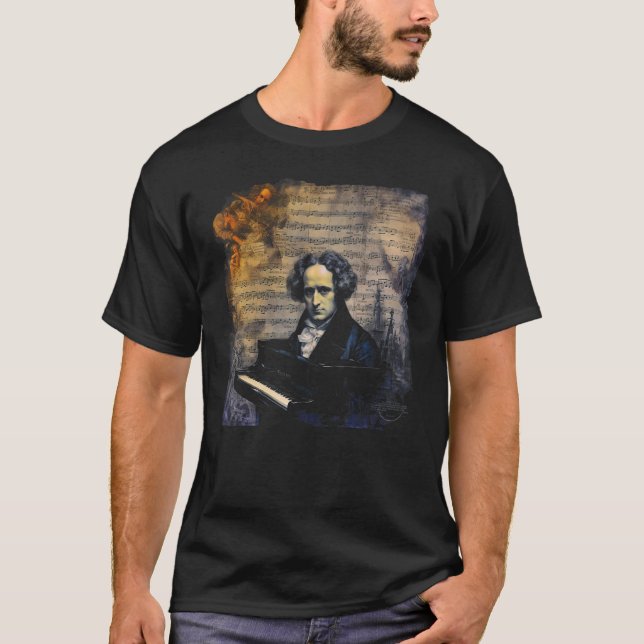 Pop Felix Mendelssohn Pianist T Shirt (Framsida)