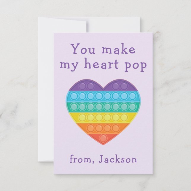 Pop-fidget klassrumsvalentinlavendar-anteckningsko tack kort (Framsida)