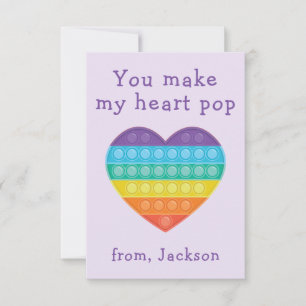 Pop-fidget klassrumsvalentinlavendar-anteckningsko tack kort