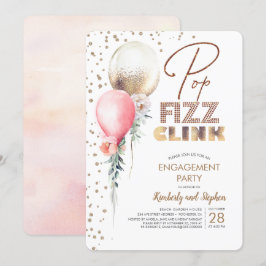 Pop Fizz Clink Ballon Garlands Modern Förlovning Inbjudningar
