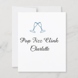 Pop fizz clink blue champagne bottle new year