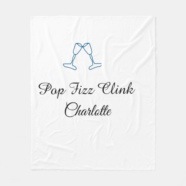 Pop fizz clink blue champagne bottle new year fleecefilt (Framsidan)