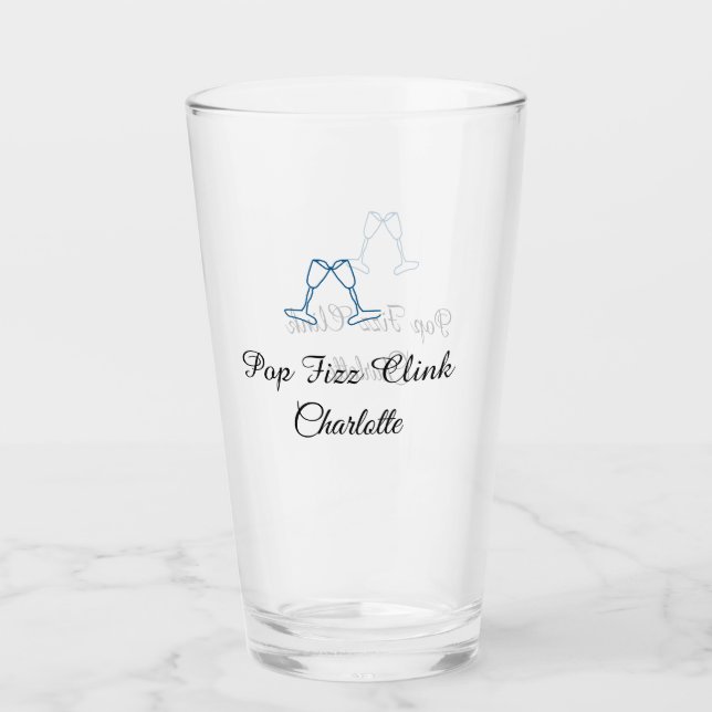 Pop fizz clink blue champagne bottle new year glaskopp (Framsida)