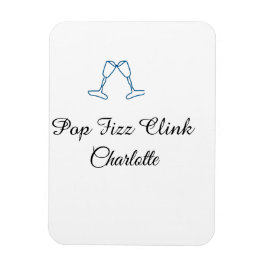 Pop fizz clink blue champagne bottle new year magnet