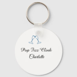 Pop fizz clink blue champagne bottle new year nyckelring