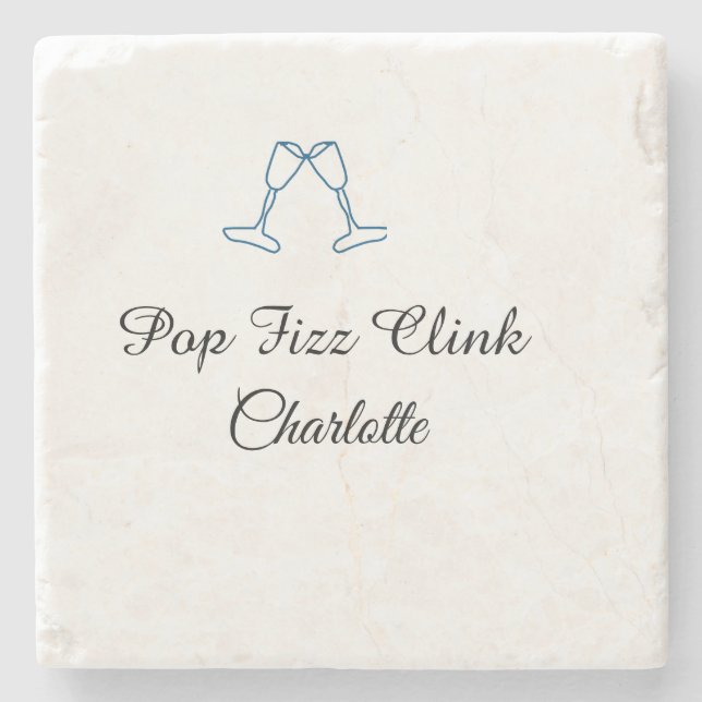 Pop fizz clink blue champagne bottle new year stenunderlägg (Framsidan)