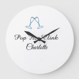 Pop fizz clink blue champagne bottle new year stor klocka