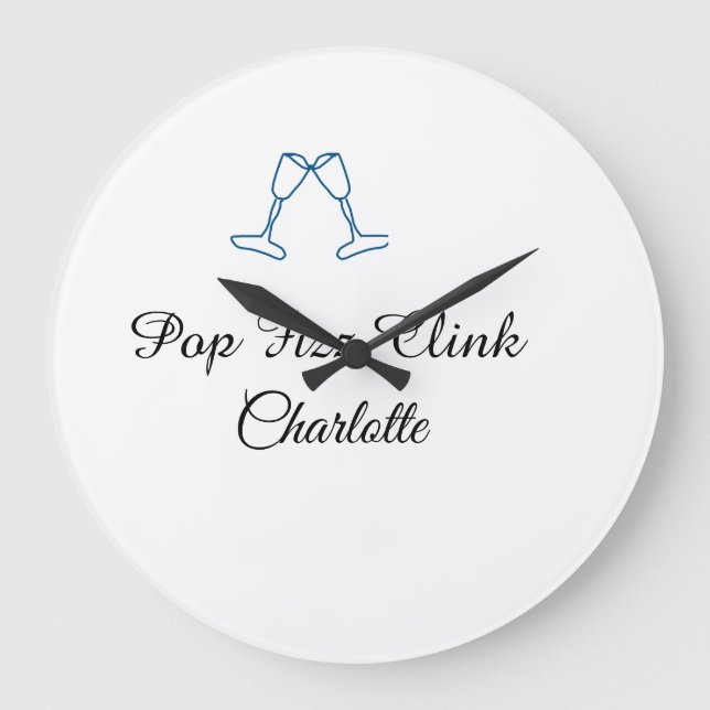 Pop fizz clink blue champagne bottle new year stor klocka (Framsida)