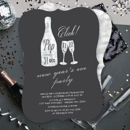 Pop Fizz Clink Champagne Chic Nyårsafton Party Inbjudningar