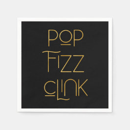 Pop Fizz Clink Elegant Typography Birthday Pappersservett