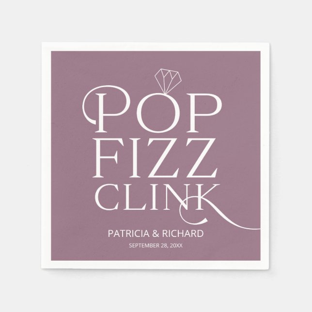 Pop Fizz Clink Förlovningsfest Lila Pappersservett (Framsidan)