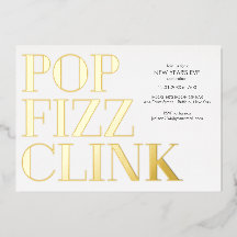 Pop Fizz Clink Guld nyårsinbjudan till flygresor