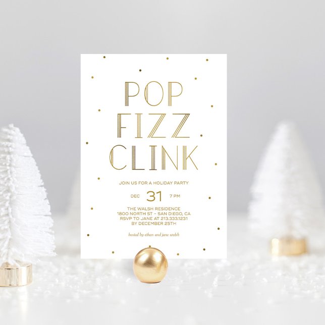 Pop Fizz Clink Holidayfest Nyårsafton Fest Inbjudningar (Skapare uppladdad)