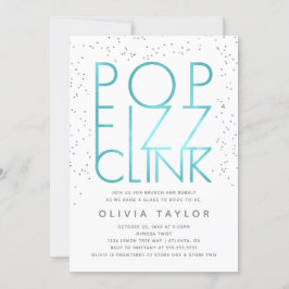 Pop Fizz Clink Inbjudningskort för möhippan, Aqua