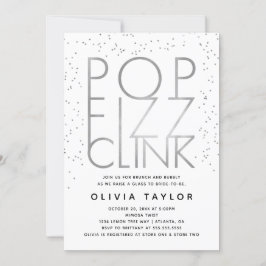 Pop Fizz Clink Inbjudningskort för möhippan, Silve