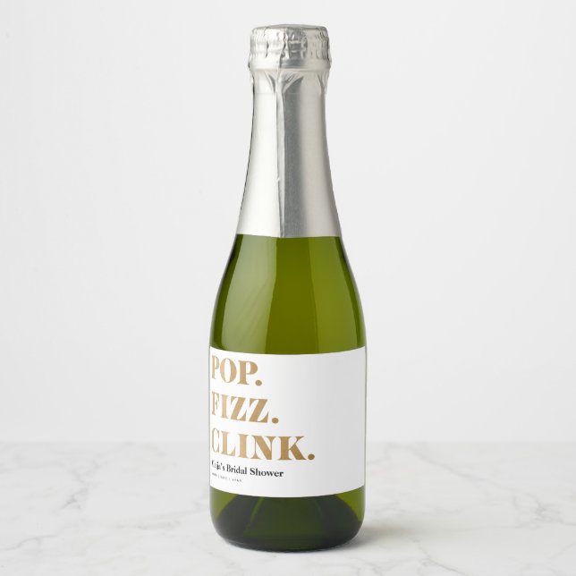 Pop Fizz Clink Mini Sparkling Vin Flaska etiketter (Framsida)