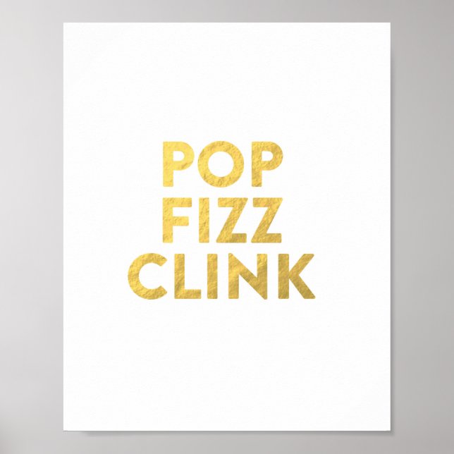 POP FIZZ CLINK Nyårsafton Party Barvagn Skylt (Framsidan)