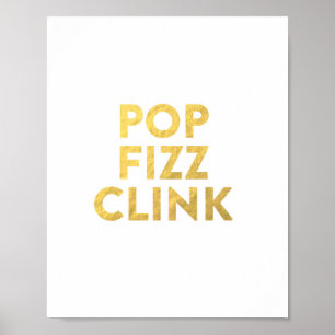 POP FIZZ CLINK Nyårsfest Barvagn Skylt