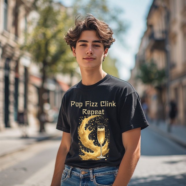 Pop Fizz Clink Repeat New Year Champagne Sparkles  T Shirt (Pop Fizz Clink Repeat New Year Champagne Sparkles Tri-Blend Shirt)