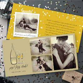 Pop Fizz Clink Snyggt Guld Champagne Chic 3 Foto Julkort