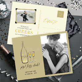 Pop Fizz Clink Snyggt Guld Champagne Chic Photo Helg Vykort