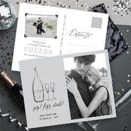 Pop Fizz Clink Snyggt Silver Champagne Chic Photo Helg Vykort