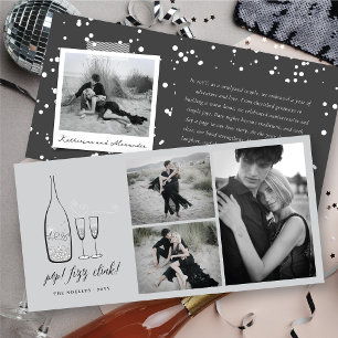 Pop Fizz Clink Snyggt Silver Champagne Chic Photo Julkort