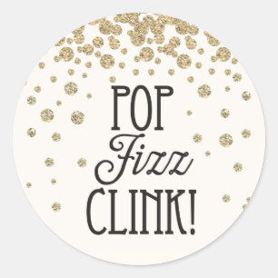 Pop Fizz Clink Sticker - Nyårsafton Party Runt Klistermärke