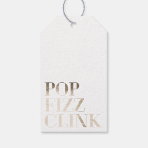 Pop Fizz Clink Trendig Faux Gold Foil Vin Märkres Presentetikett
