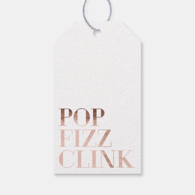 Pop Fizz Clink Trendig Faux Ro Gold Foil Helgdag Presentetikett (Baksidan)