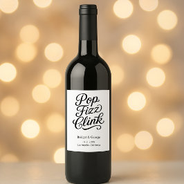 pop fizz clink typography - Elegant Charm Vinflaska Etikett