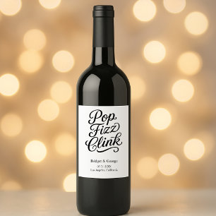 pop fizz clink typography - Elegant Charm Vinflaska Etikett