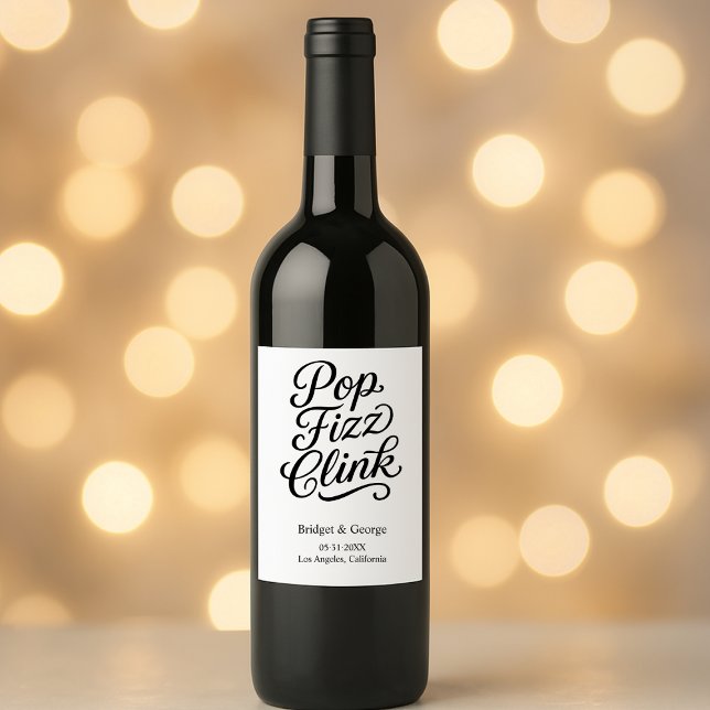 pop fizz clink typography - Elegant Charm Vinflaska Etikett (Skapare uppladdad)
