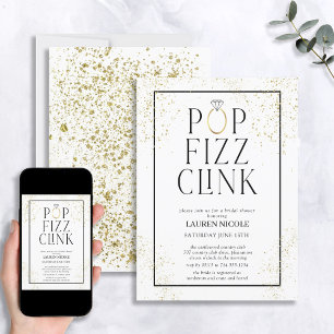 Pop Fizz Clink White Guld Dust Möhippa Inbjudningar