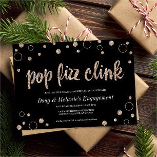 Pop Fizz Klink Champagne Bubblar Fest Inbjudningar