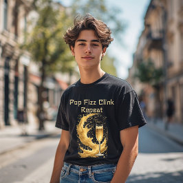 Pop Fizz Klink Upprepa Nyår Champagne Gnistrar T Shirt