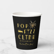 Pop Fizz Klirka Guld Typografi Modern Nyårsafton
