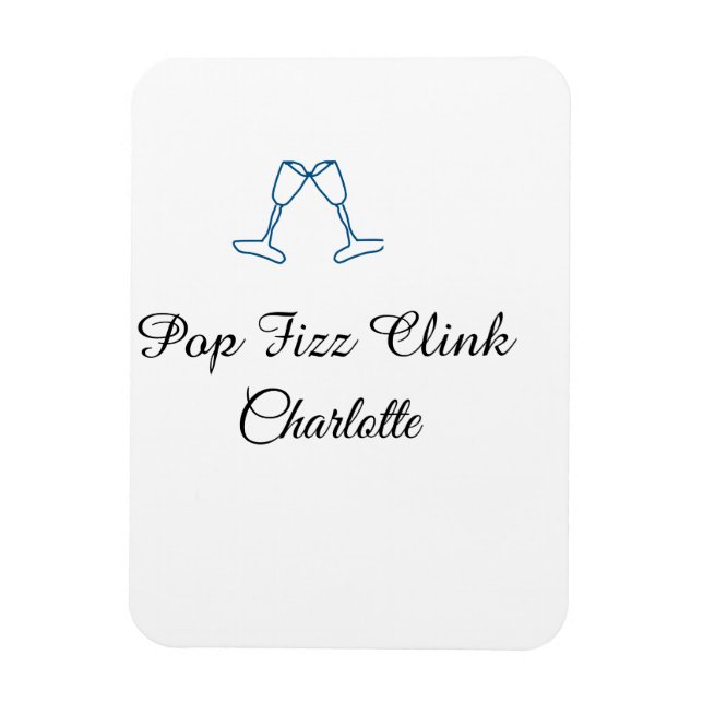 Pop fizz klirrar blå champagneflaska nytt år magnet (Vertikal)