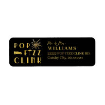 Pop Fizz Klirre Guld Typografi Modern Nyårsafton
