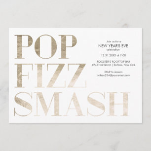 Pop Fizz Smash Falskt Guld Folie Nyår Inbjudningar