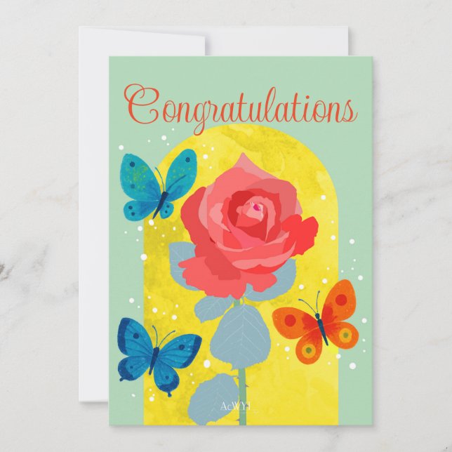 POP flower card -red rose-  Inbjudningar (Framsida)