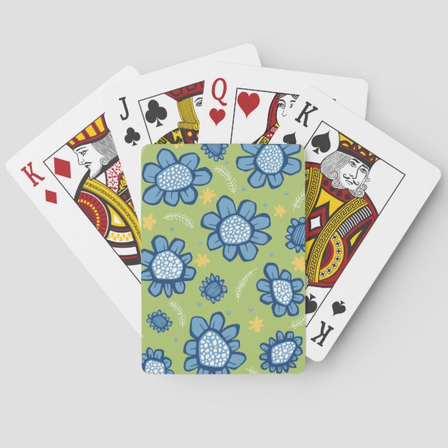 Pop Flowers blå uppspelningskort Spel Kort (Baksidan)