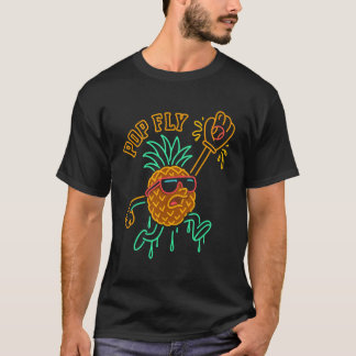 Pop Fly Pineapple – Rolig Baseball Tecknad Film T Shirt