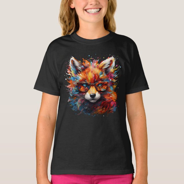 Pop Fox för fri Abstrakt för vild T Shirt (Framsida)