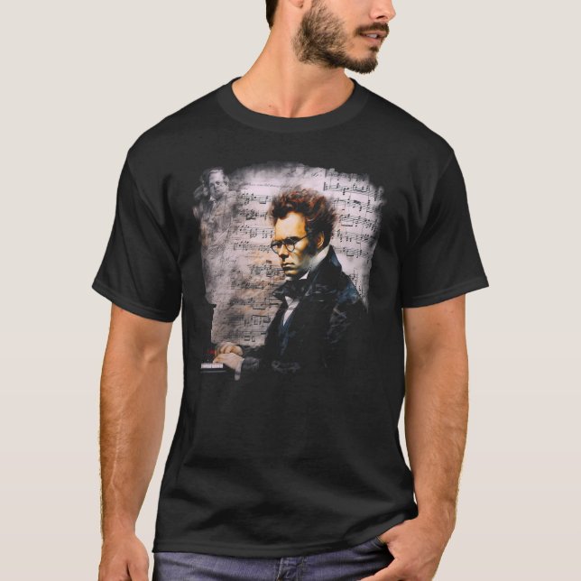 Pop Franz Schubert Music Composer Pianist T Shirt (Framsida)