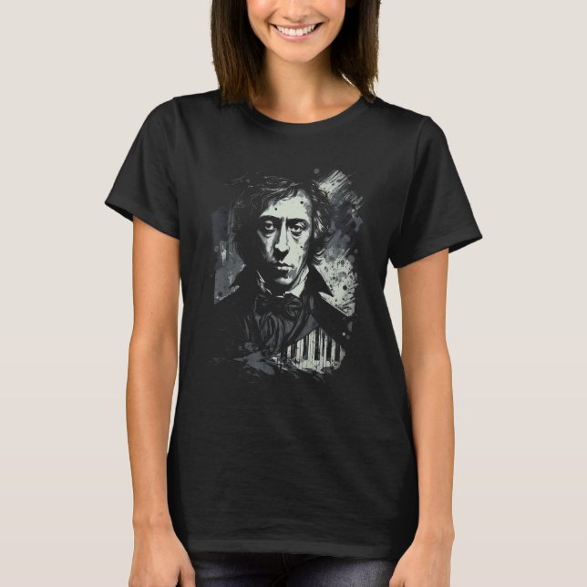 Pop Frederic Chopin Music Composer Piano T Shirt (Framsida)