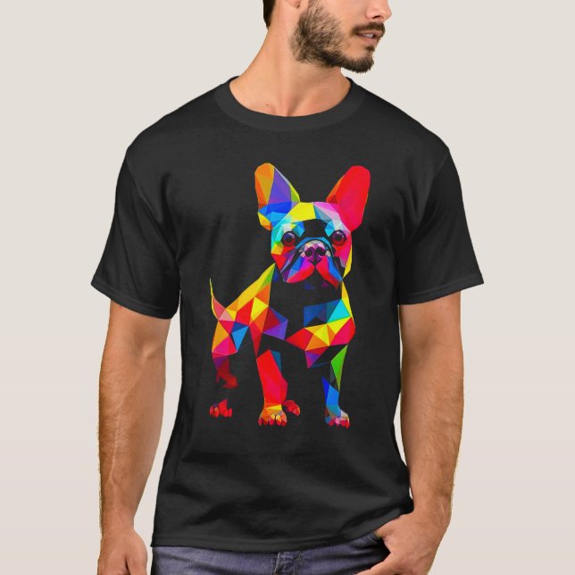 Pop French Bull Dog Cubism T Shirt (Framsida)