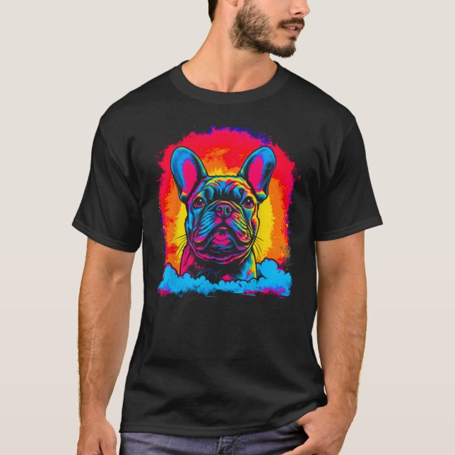 Pop French Bull Dog Sunset T Shirt (Framsida)